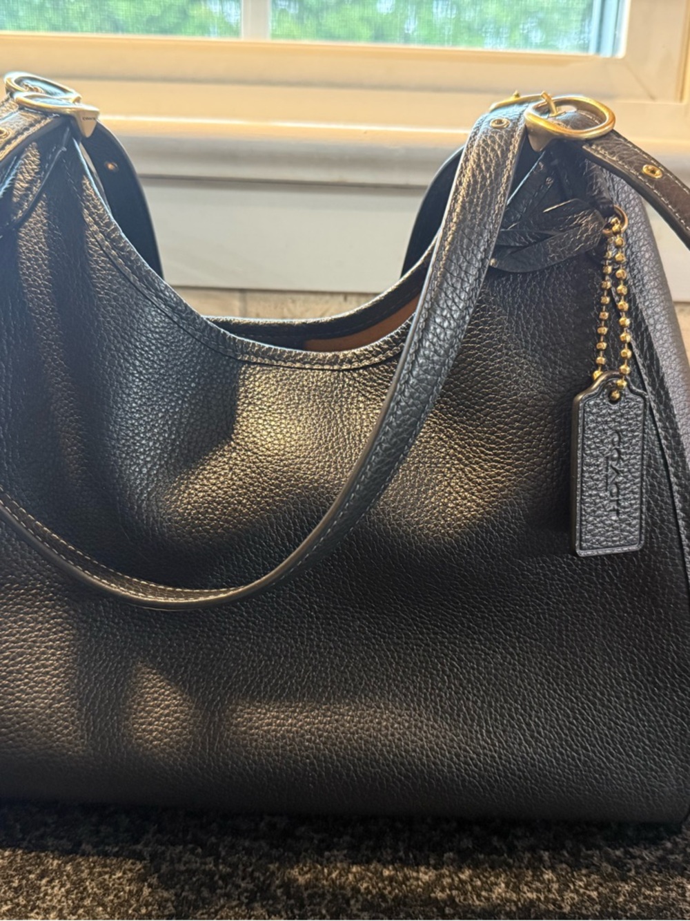 Coach Bella Black Pebbled Leather Shoulder Bag - Picture 4 of 15